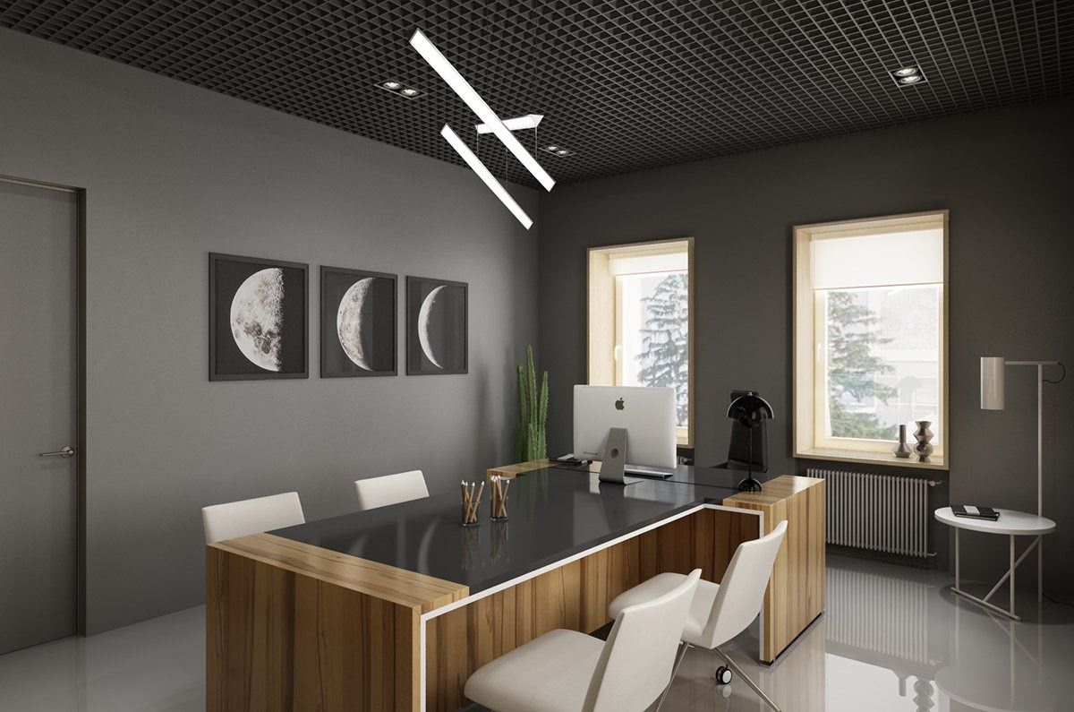 Офіс у класичних сірих відтінках